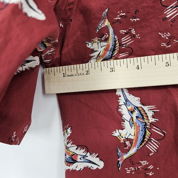 Vintage Reyn Spooner Shirt Mens XL‎ Hawaiian Short Sleeve Marlines AOP Trashed - Picture 11 of 14